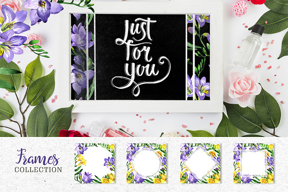   Purple Freesia Watercolor png in Illustrations - product preview 5