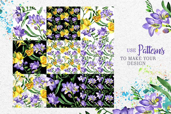   Purple Freesia Watercolor png in Illustrations - product preview 6