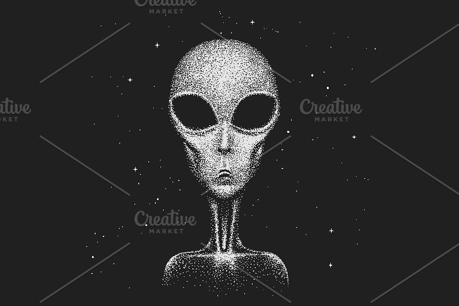 Face of alien in space