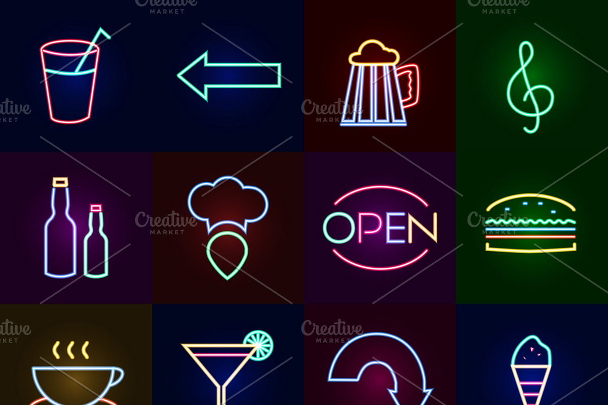 Neon icons set in Icons - product preview 8