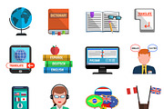 Multilanguage translator icons set
