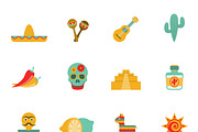 Mexican culture symbols set