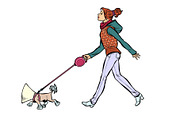 woman with a dog, a dog in a