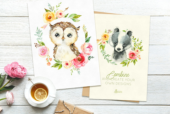 Woodland. Little Watercolor Animals in Objects - product preview 6