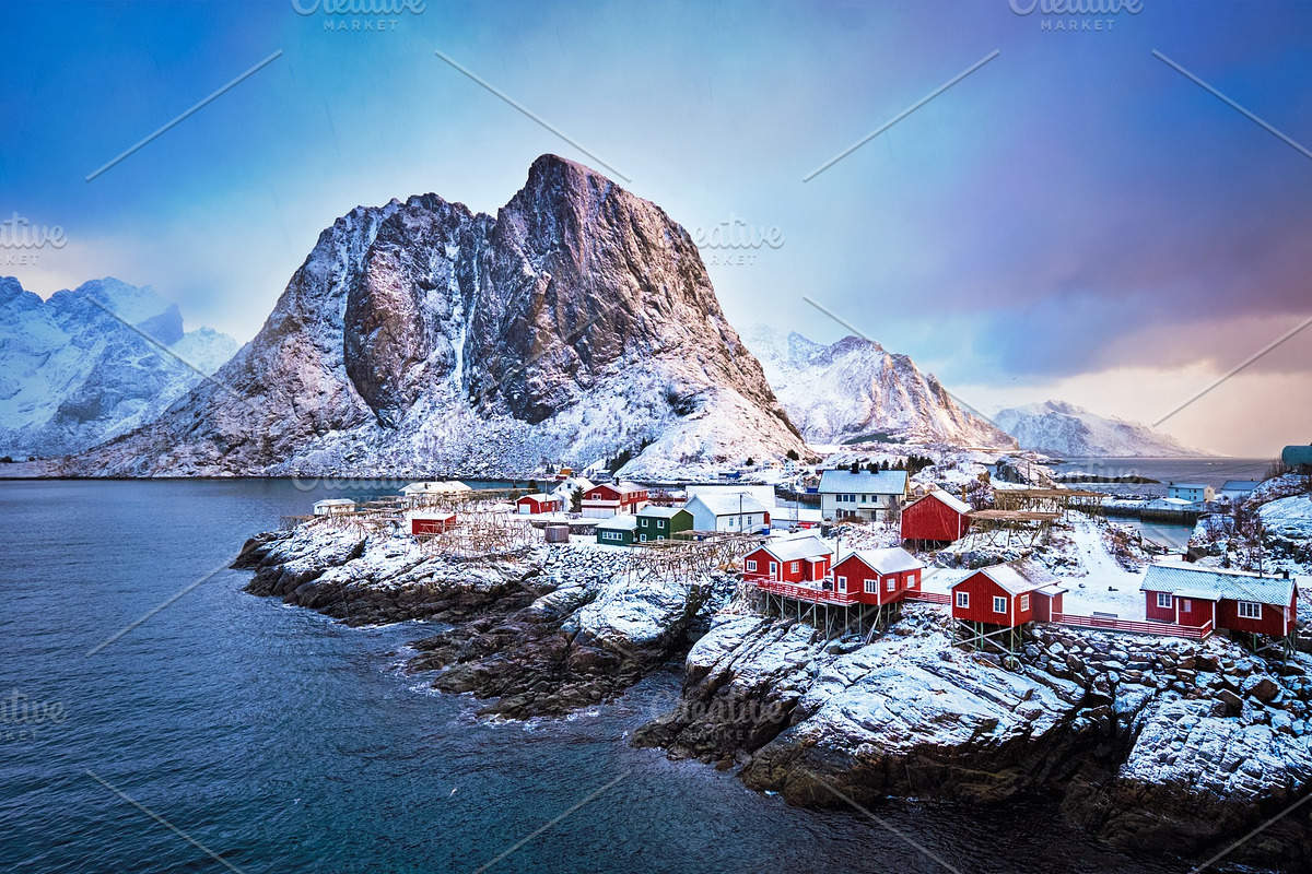 Hamnoy fishing village on Lofoten in Graphics - product preview 8