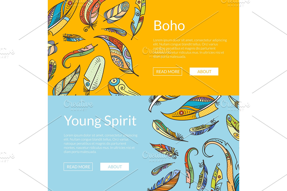 Vector boho doodle feathers web in Illustrations - product preview 8