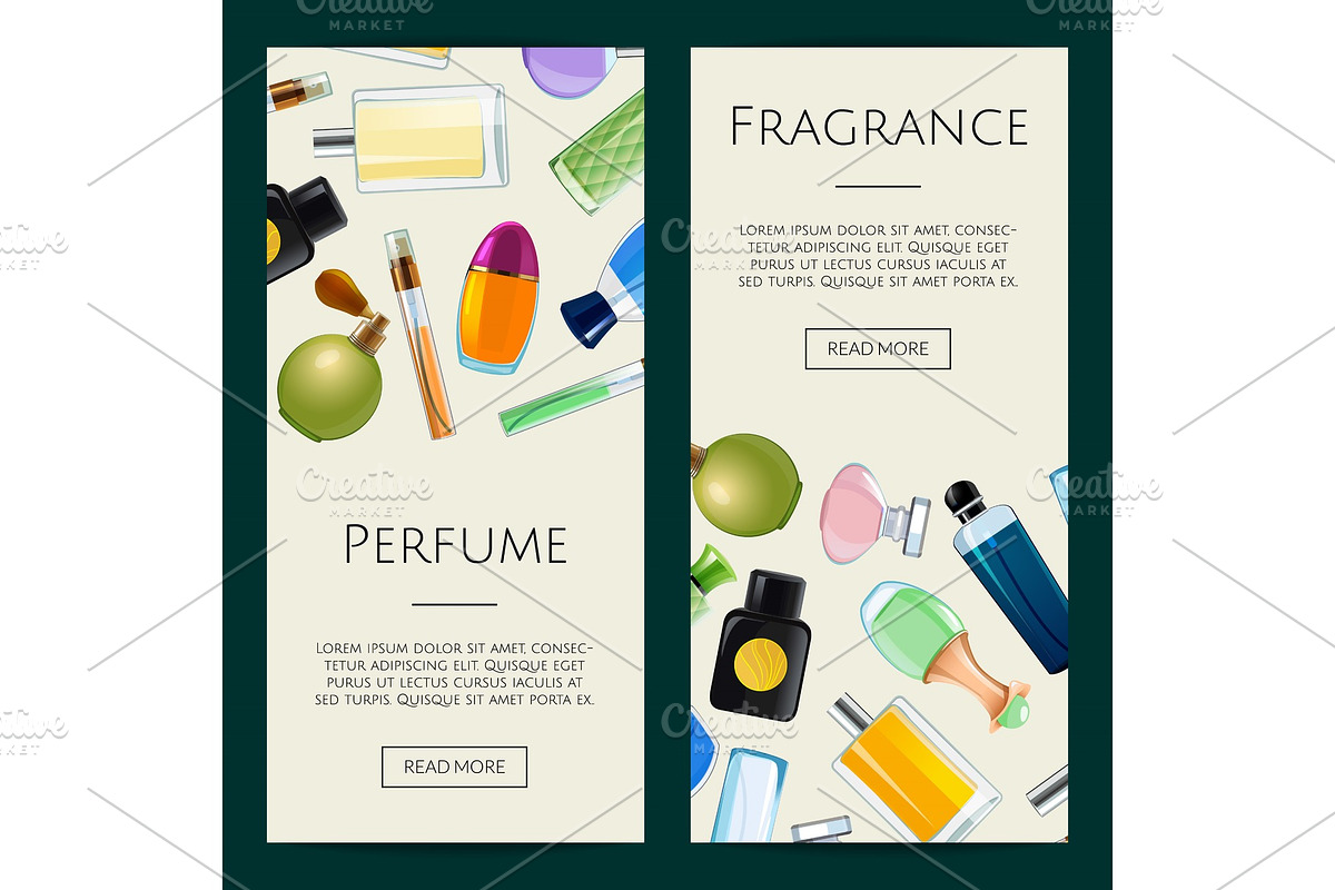 Vector perfume bottles web banner in Textures - product preview 8