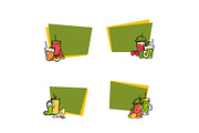 Vector doodle smoothie stickers with