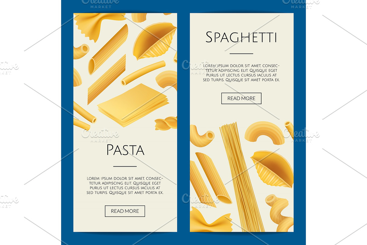 Vector realistic pasta types web in Illustrations - product preview 8