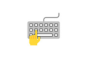 Hand typing on keyboard flat