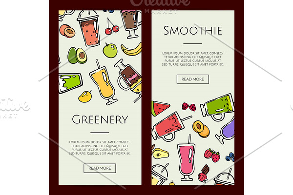 Vector doodle smoothie web banner