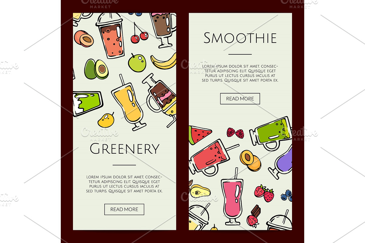 Vector doodle smoothie web banner in Illustrations - product preview 8