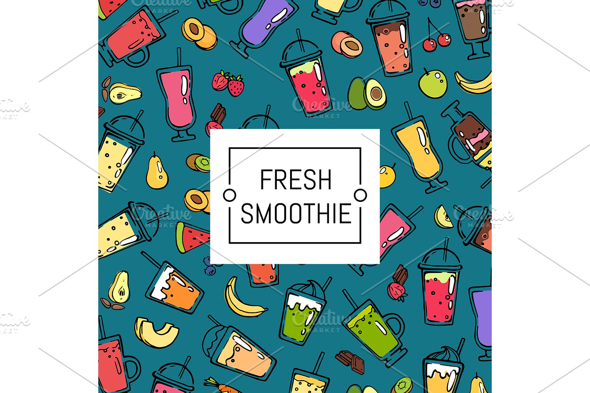 Vector doodle smoothie background in Illustrations - product preview 8