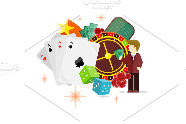 Casino Poster Roulette Card Dice