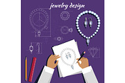 Jewerly Sketch Banner. Necklace and