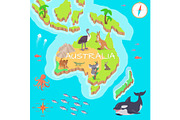 Australia Isometric Map with Flora