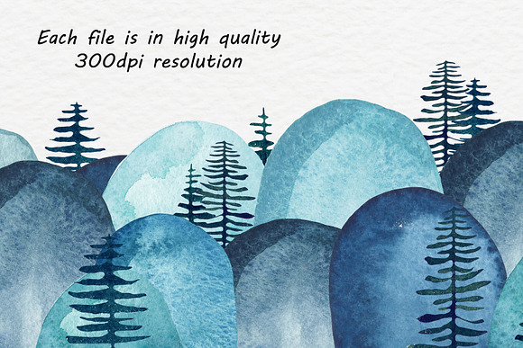Watercolor Mountain Borders Clip Art in Illustrations - product preview 1