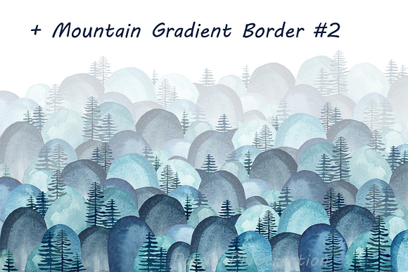 Watercolor Mountain Borders Clip Art in Illustrations - product preview 3