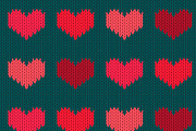 Valentines Day knitted woolen hearts