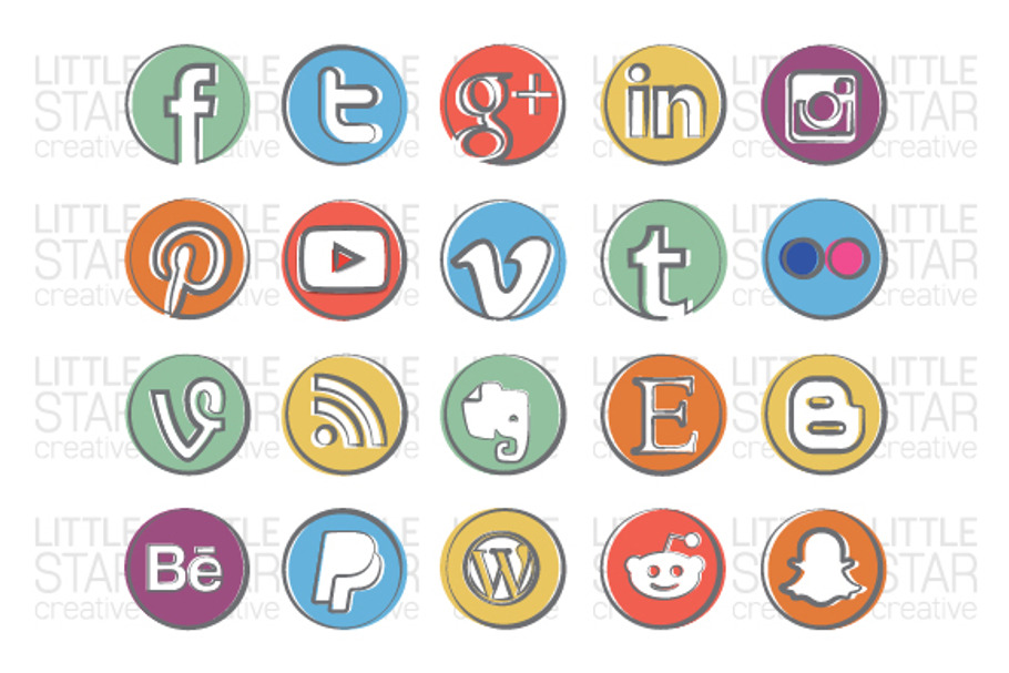 Retro Social Media Icons in Graphics - product preview 8