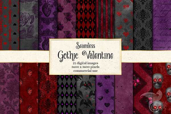 Gothic Valentine Digital Paper