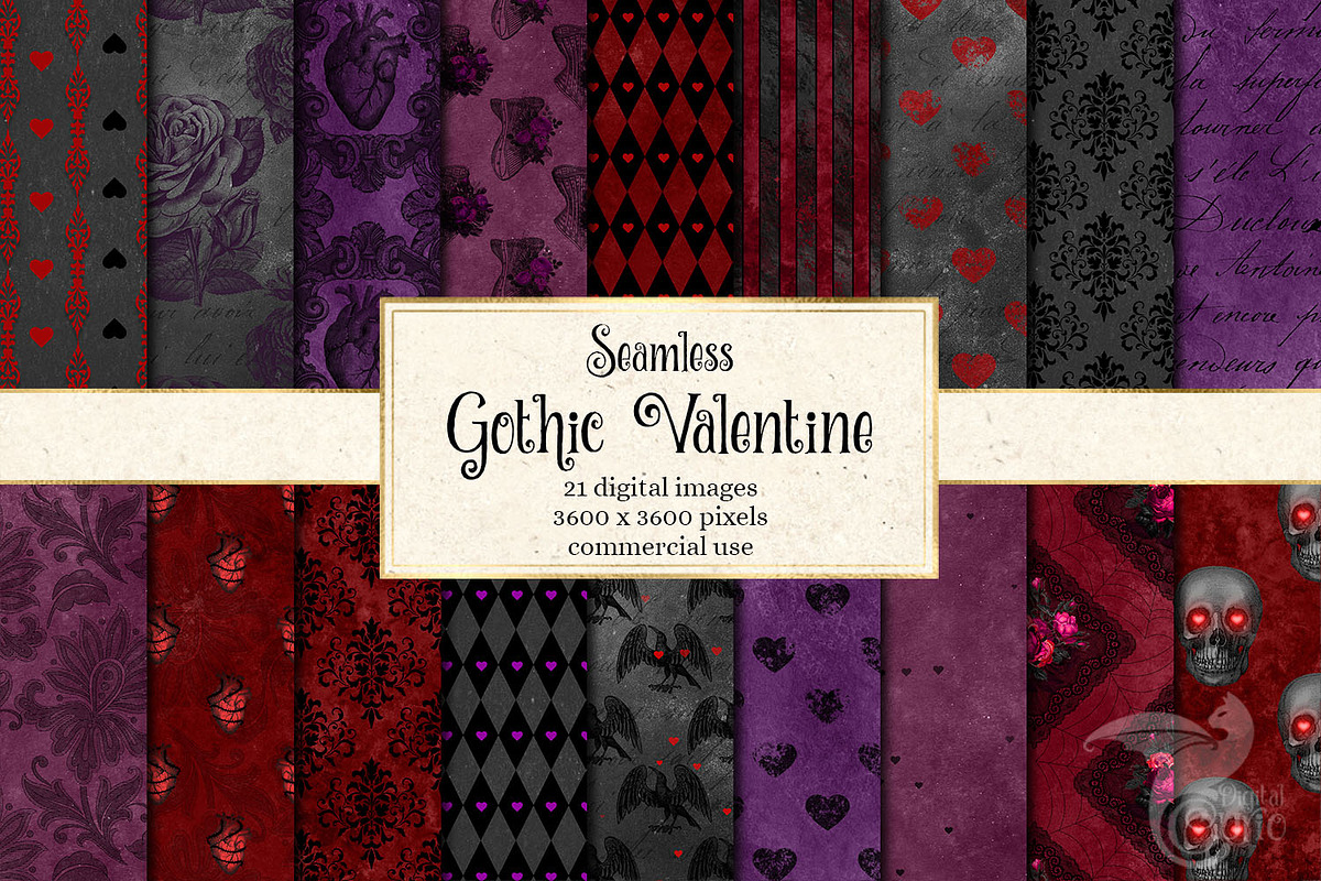 Gothic Valentine Digital Paper in Patterns - product preview 8
