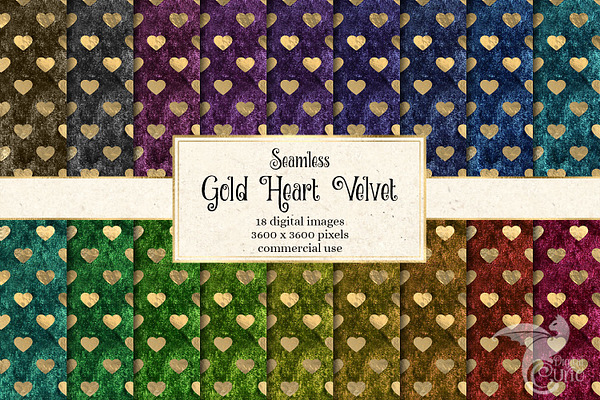Gold Heart Velvet Digital Paper
