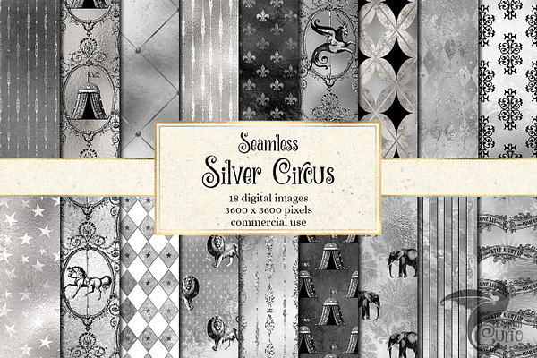 Silver Circus Digital Paper