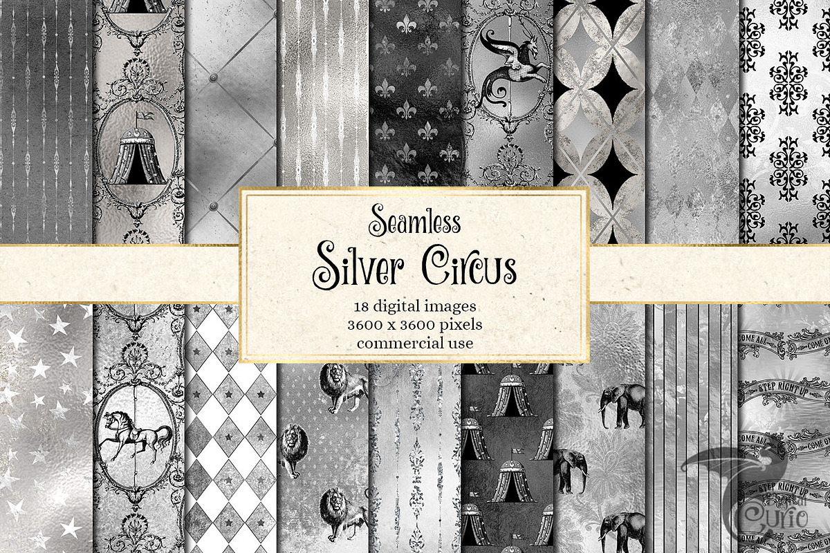 Silver Circus Digital Paper in Patterns - product preview 8