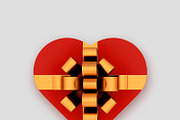 Gift Box of Heart Shape PSD Mockup