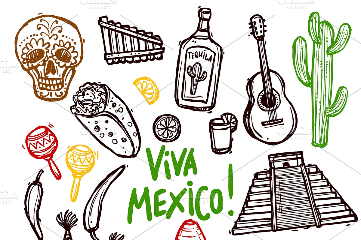 Mexico doodle icons set in Icons - product preview 8