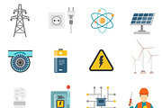 Energy generating systems icons set
