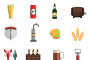 Beer festival Oktoberfest icons set
