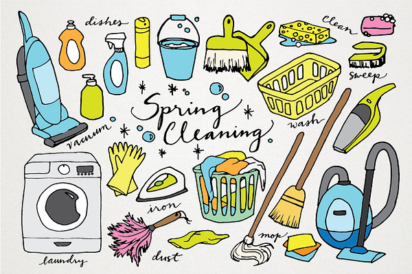 Spring Cleaning Hand Drawn Clipart