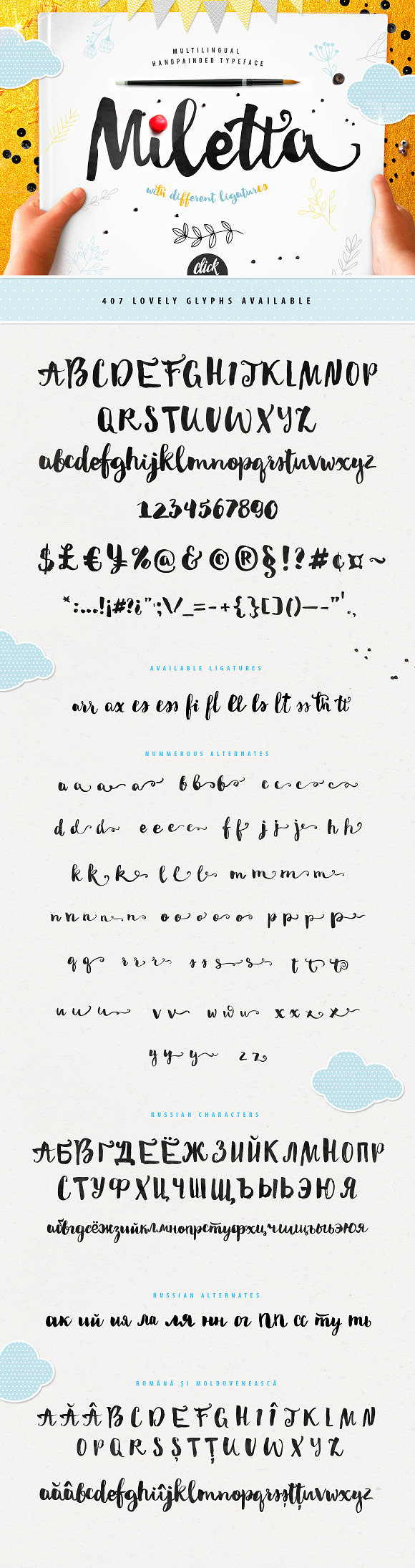 Miletta typeface with ligatures in Script Fonts - product preview 1