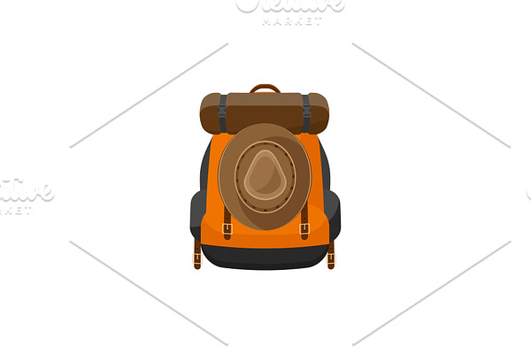 Backpack in a flat style. Vector