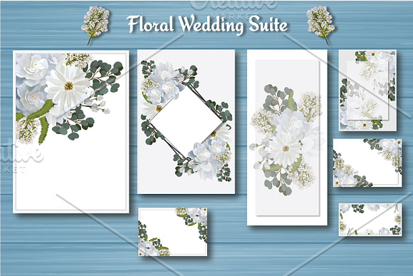 White Floral Wedding Invitation Suit in Wedding Templates - product preview 4