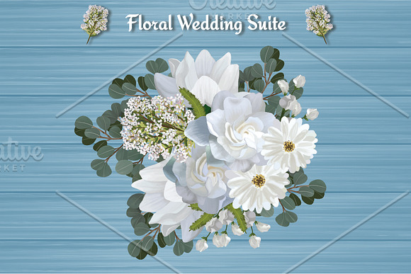 White Floral Wedding Invitation Suit in Wedding Templates - product preview 5
