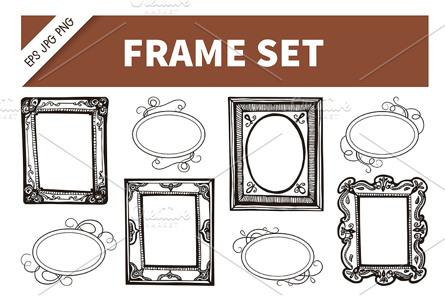 Frame Hand Drawn Vintage Set in Illustrations - product preview 8