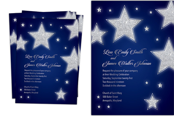 Starry Night Wedding Invitation in Wedding Templates - product preview 1