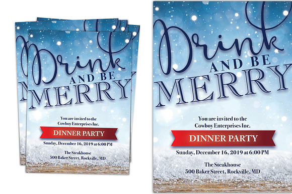 Be Merry Holiday Party Invite in Card Templates - product preview 1