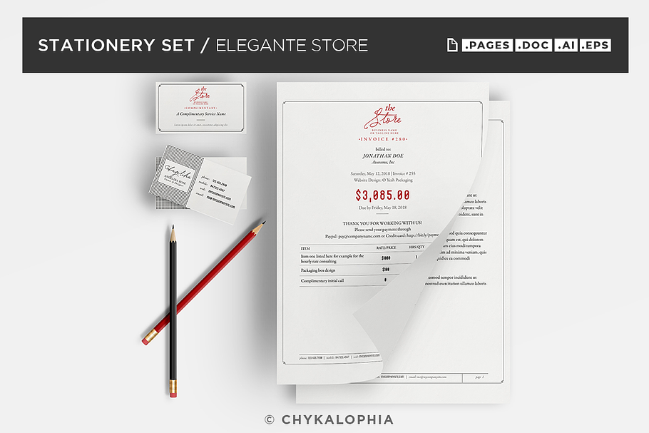 Elegante Store Stationery Set  in Stationery Templates - product preview 8