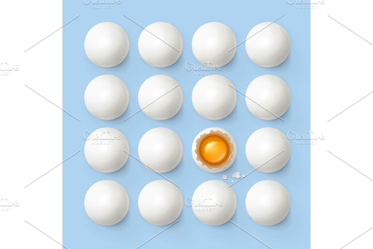 Set of eggs with yolk and shell in Illustrations - product preview 8