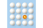 Set of eggs with yolk and shell