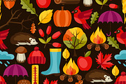 Seamless patterns with autumn icons.