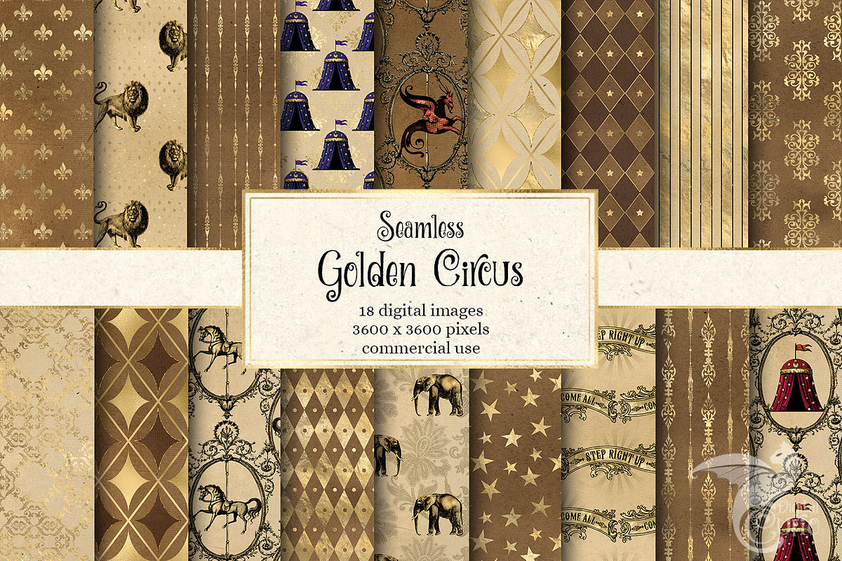 Golden Circus Digital Paper in Patterns - product preview 8