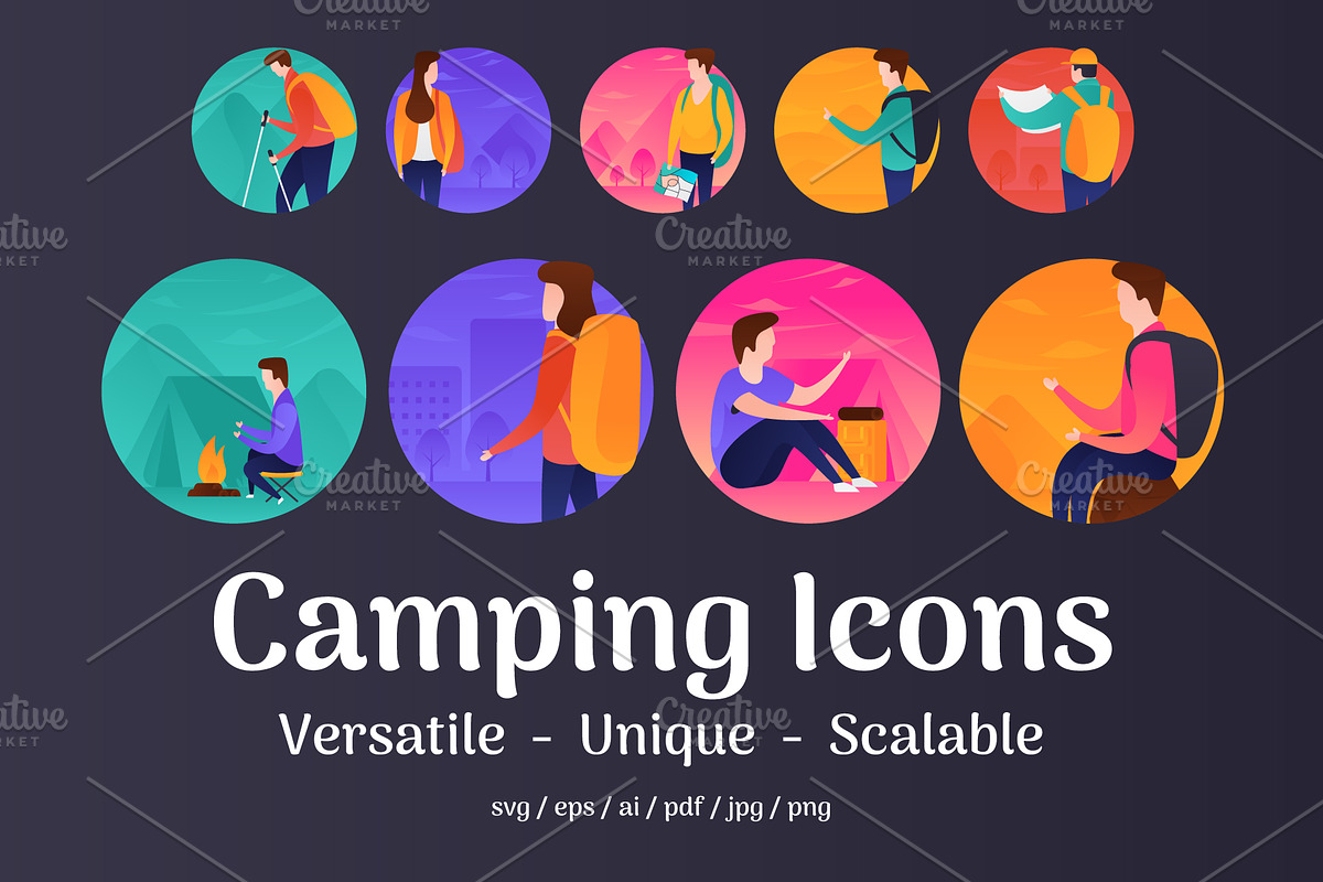 60 Camping Vector Icons in Icons - product preview 8
