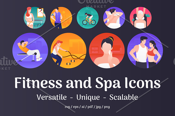 45 Fitness and Spa Vector Icons