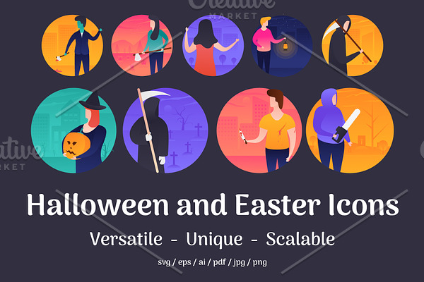 Halloween and Easter Vector Icons