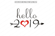 Hello 2019 svg,New years svg,dxf,png